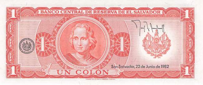 El Salvador p133A 1 Colon 1982